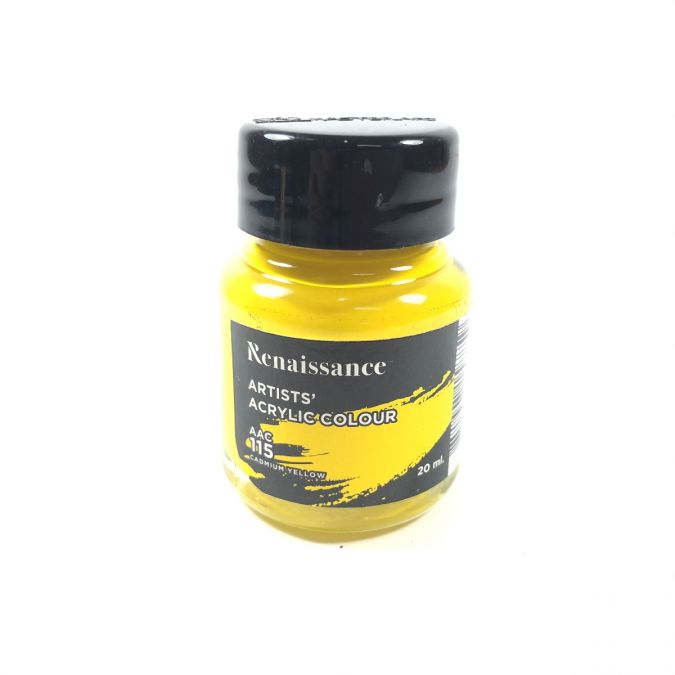 สีอะคริลิค [Renaissance] #115 cadmium yellow 20 ml.  